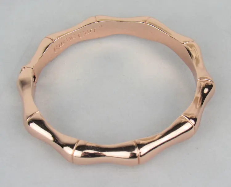 Rustic Cuff Rose Gold Tone Bamboo Magnetic Close (missing safety latch)