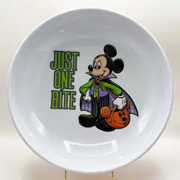 Disney Parks Vampire Mickey Mouse Halloween Candy Bowl Large 11.5” Melamine