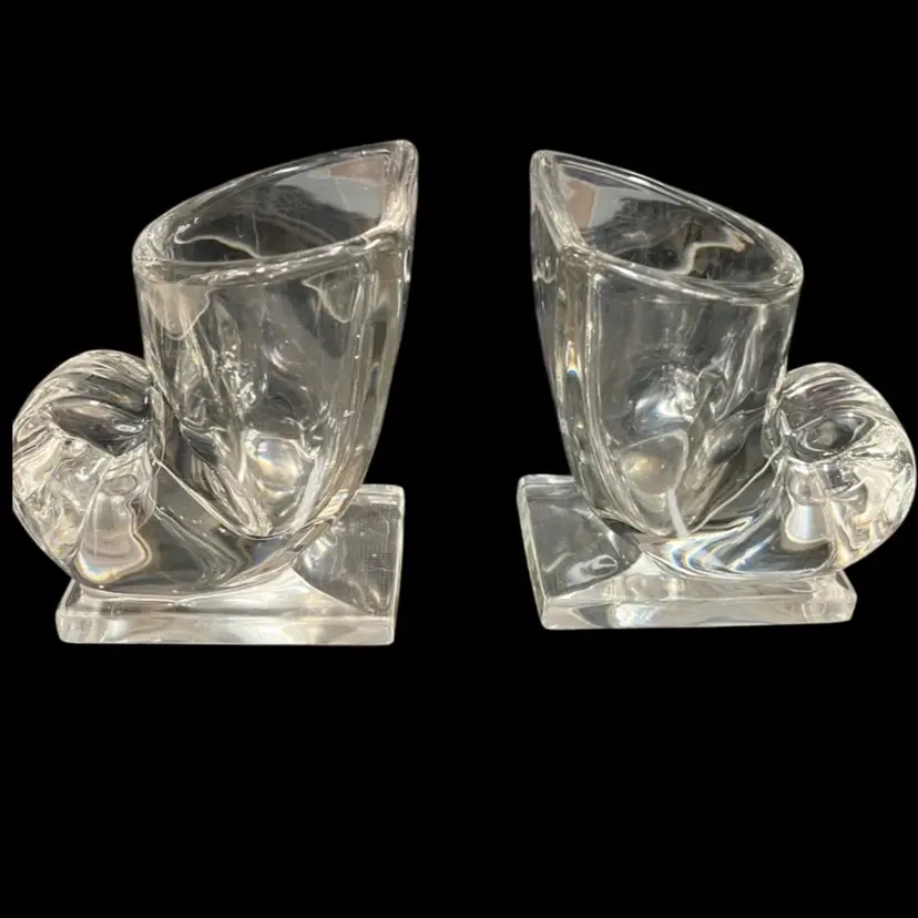 Vintage St. Martin Glass Cornucopia Vase/Bookends –  1940s