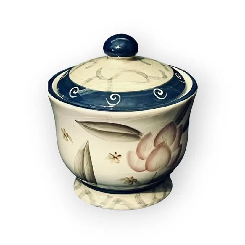 Vintage Home Interiors Magnolia Ceramic Lidded jar in EUC