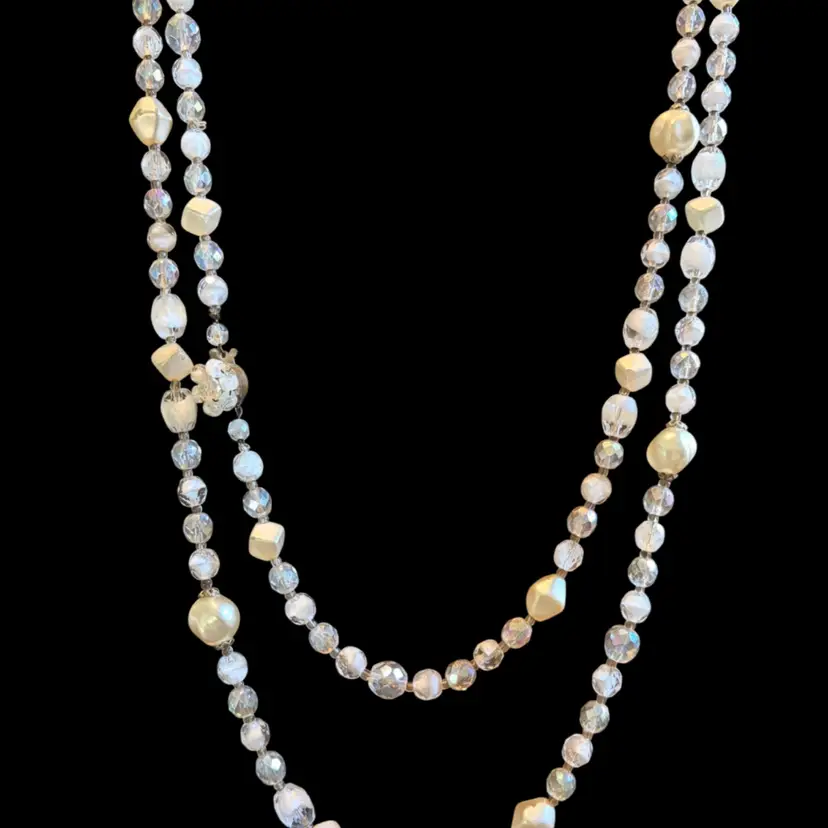 Vintage Glass Beads 58” Necklace Made In Germany