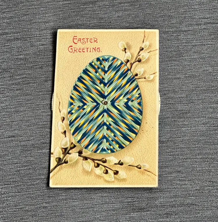 Antique Easter Postcard Victorian 1910 Spinner Mechanical