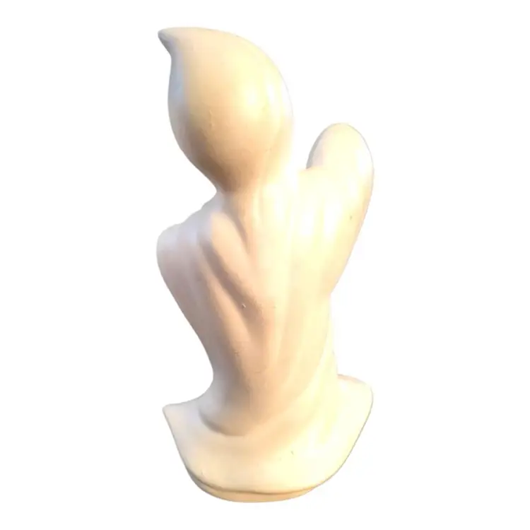 70's Vintage Halloween Ceramic Spooky White Ghost 9" Green Eyes