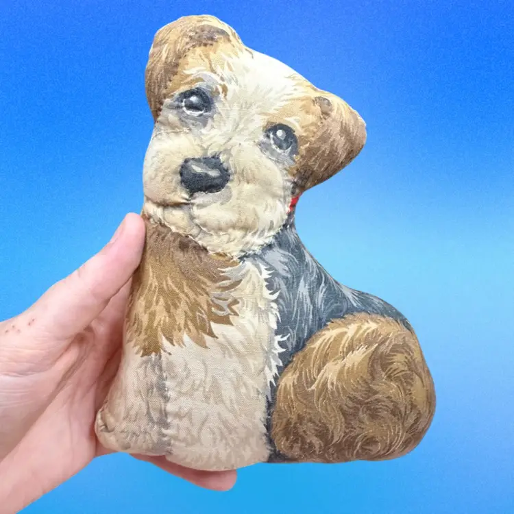 Vintage Lithograph Handmade Cloth Stuffed Dog