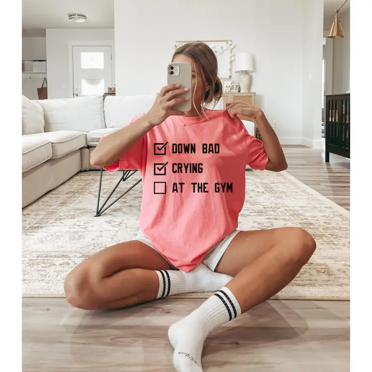 Down Bad Crying At The Gym Comfort Colors Shirt | The Tortured Poets Department Tee | Down Bad Shirt | Trendy Oversized T-Shirt