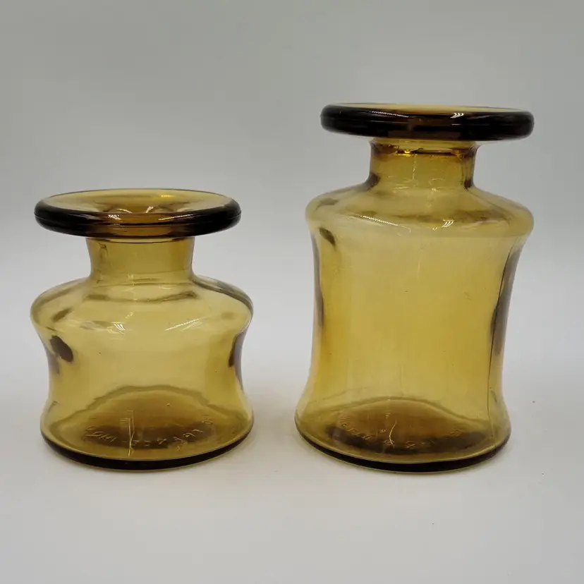 Vintage Dansk Designs Amber Glass Set Of 2 MCM Style Vases
