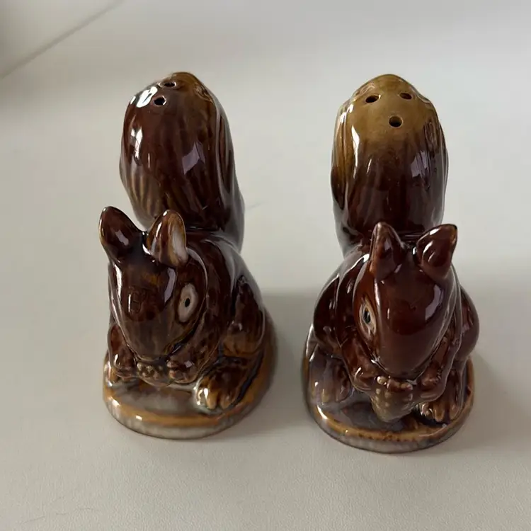 Vintage Ceramic Squirrel Salt And Pepper Shaker Set 3 Inches Tall