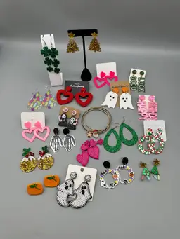 Jewelry Lot Assorted Holiday Earrings Pierced NEW 20 Pc