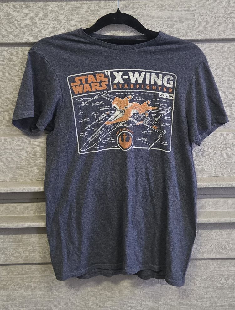 X-Wing Star Wars Shirt Short Sleeve Starfighter The Resistance Gray Size Small