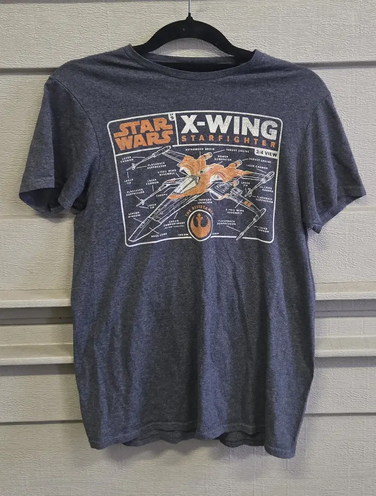 X-Wing Star Wars Shirt Short Sleeve Starfighter The Resistance Gray Size Small