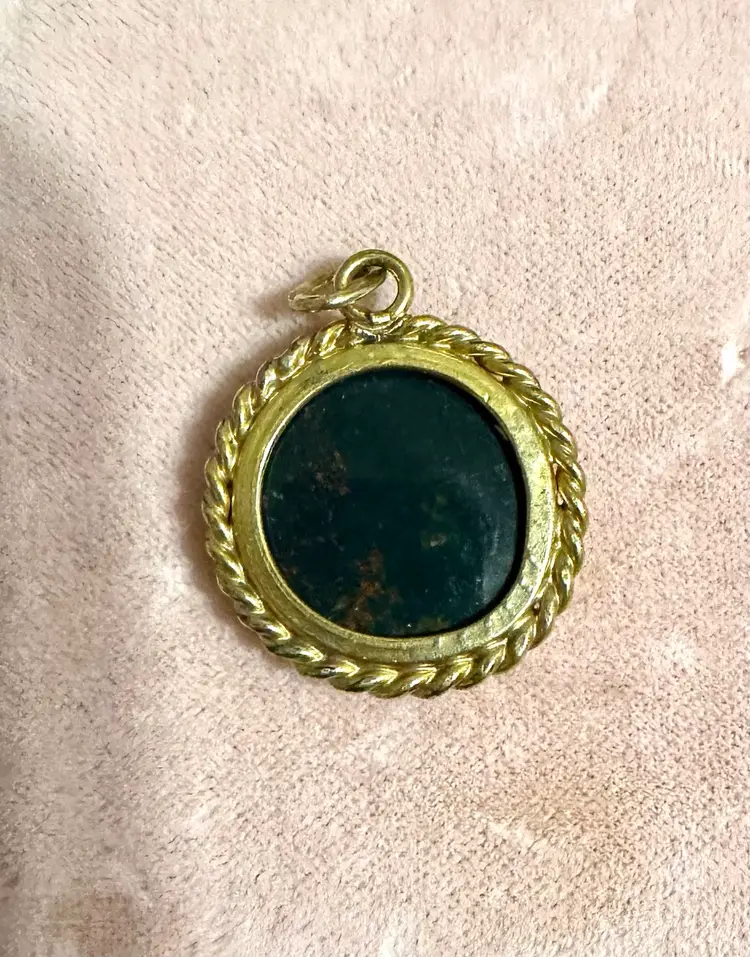 Antique Fob Pendant Carved Intaglio Blood Stone