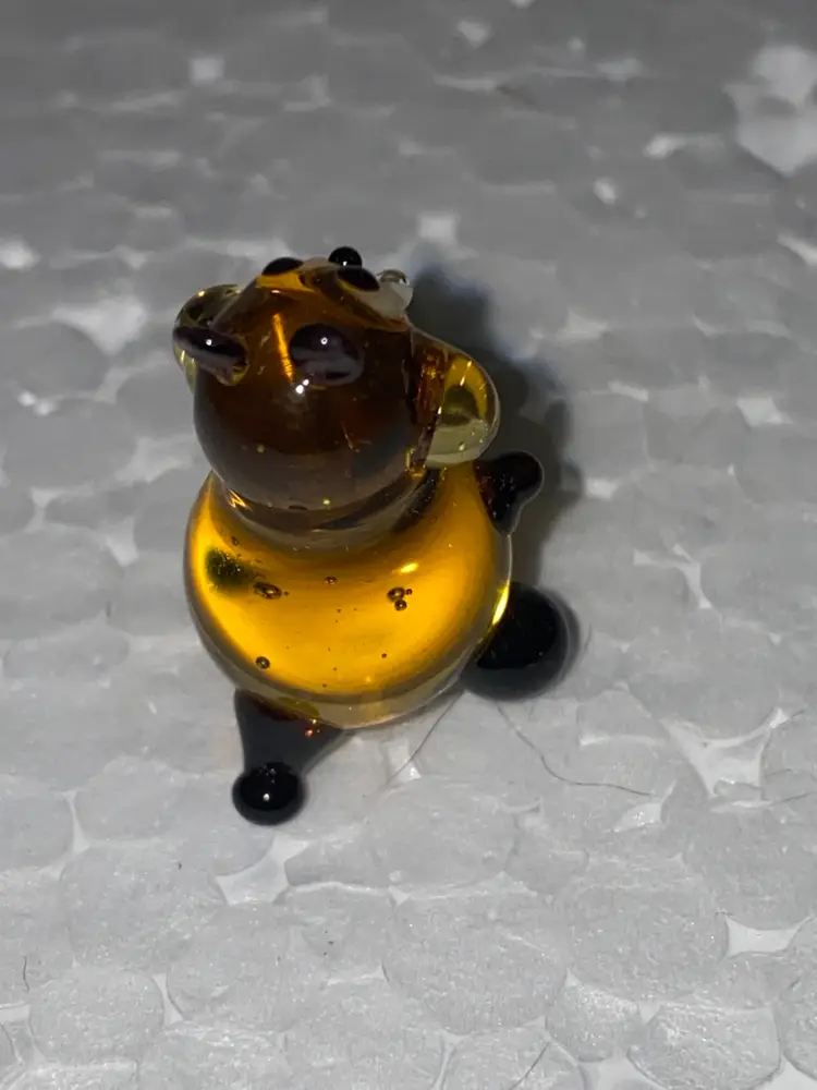 #01 25% Off In From Ukraine Miniature (1 To 1.5") Blown Glass  Amber And Black Cat Front And Back Photos (was $8)