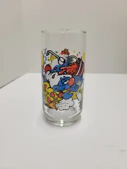 Smurf Drinking Glass "Clumsy Smurf" Peyo 1983