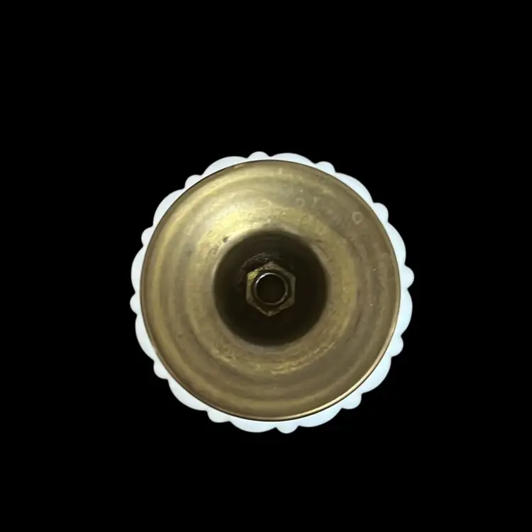 Vintage Brass Hobnail Milk Glass Candlestick Holders - Italian Marble Base