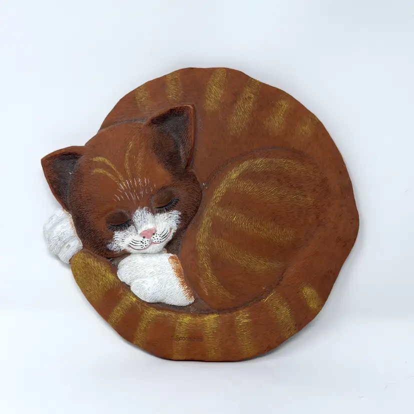 Sleeping Orange Cat - Spoontiques Resin Stepping Stone / Wall Plaque – 10"