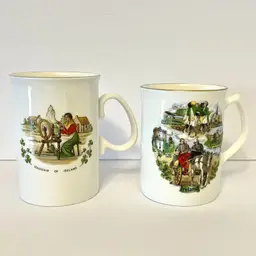 2 Vintage Irish Souvenir coffee tea cup Claddagh Bone China Calway Ireland