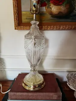 Crystal And Brass Table Lamp