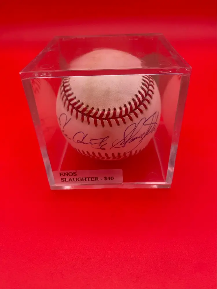 Enos Country Slaughter Autographed American League Baseball w COA & Case