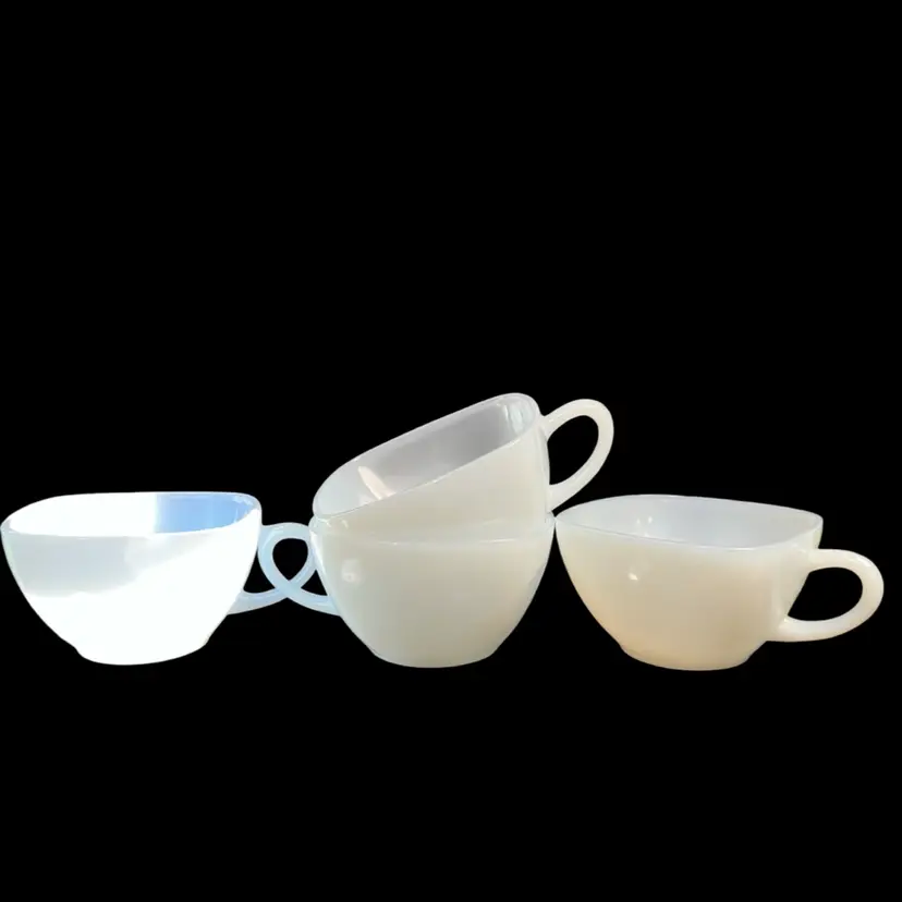 Set of 4 Anchor Hocking Fire King Delphite Azurite Blue Translucent Square Cups