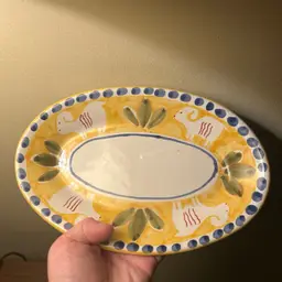 Handmade Italian Pottery Dish With Goats On It