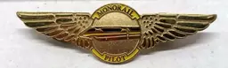 Vintage Walt Disney World Monorail Gold Pilot Wings Cast Pin Yellow