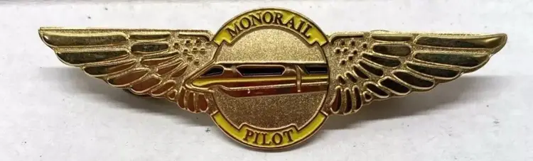 Vintage Walt Disney World Monorail Gold Pilot Wings Cast Pin Yellow