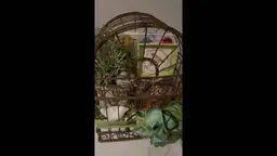 Vintage Bird Cage Gift Basket Holidays-Candle, Bird Nest, Journal, Garden Decor