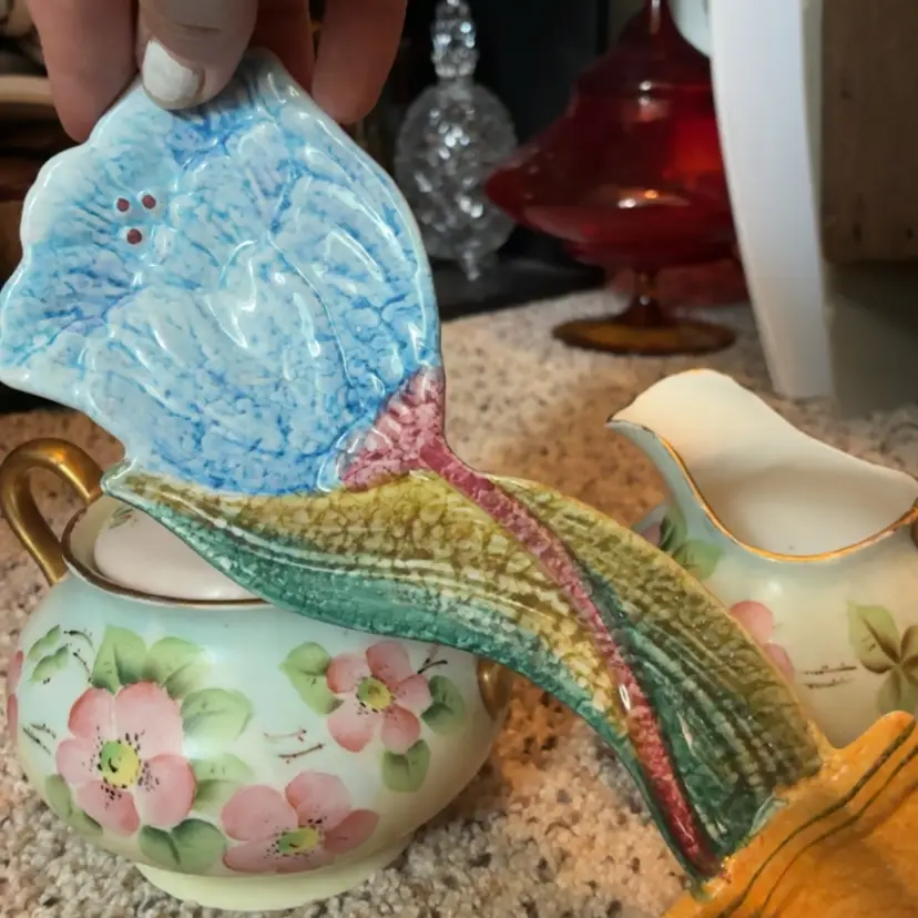Italian Pottery Flower In A Pot Spoon Rest