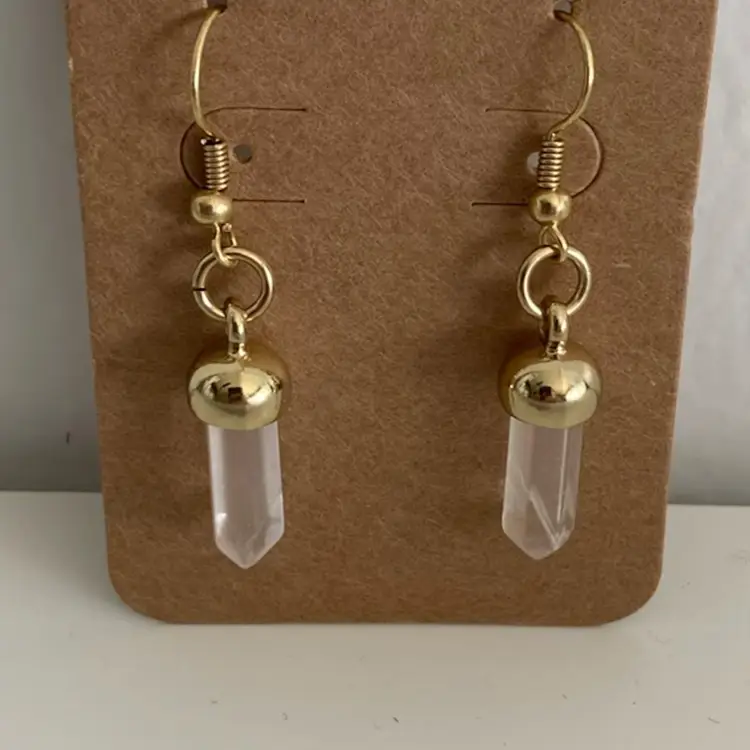 Clear Quartz Point Drop Earrings ~ Absorbs Negative Energy