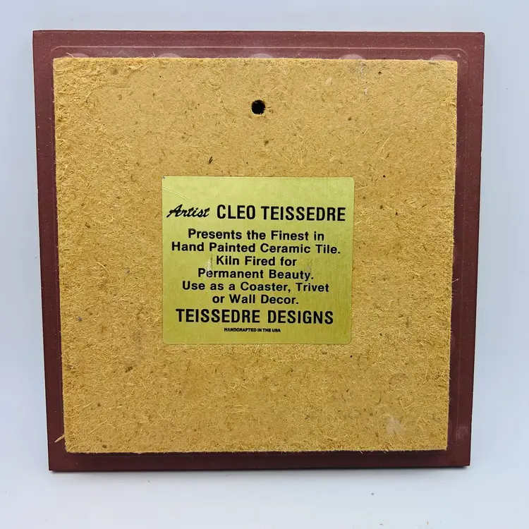 Vintage Cleo Teissedre Handpainted Ceramic Tile Cactus 🌵 Wall Decor, Trivet Or Coaster 6”x 6”