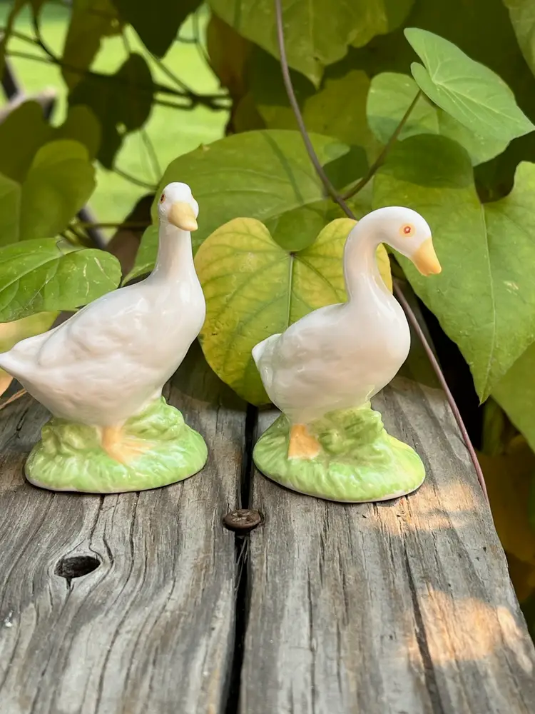 White Geese Bone China Figures