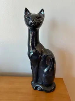 Vintage Cat Statue California Pottery Hand Painted 10” USA