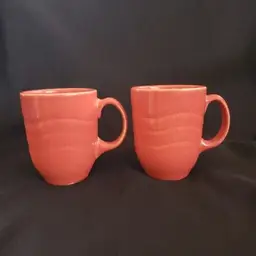 Syracuse China Company Orange Ceramic Coffee Cup Tea Mug 4" Tall Set of 2