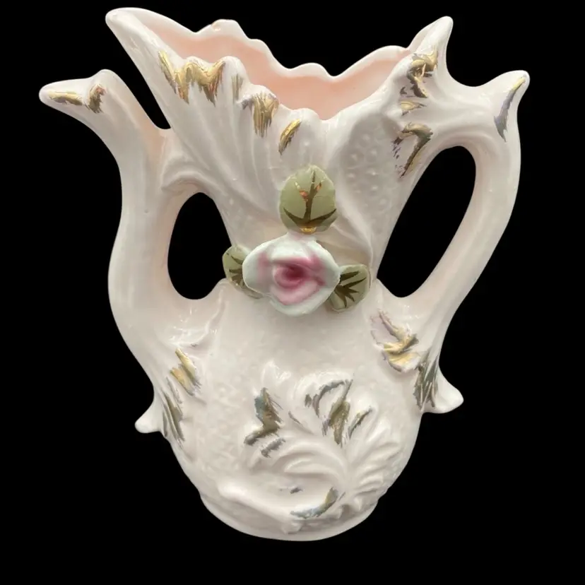 Vintage Empress (Japan) Pink Porcelain Floral Vase w/Gold Gilt, Rose, w/Original Sticker