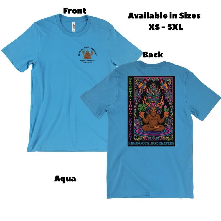 Aqua Bigfoot Meditating with Krishna Tee