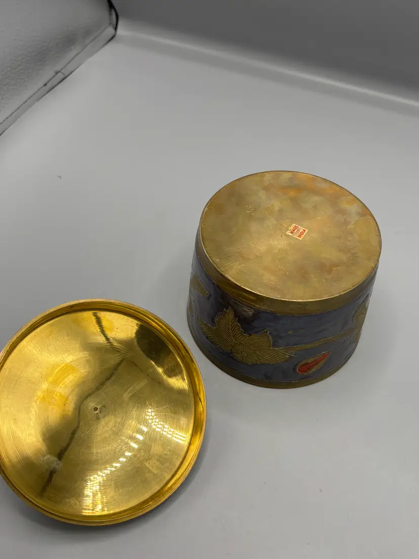 Vintage enamel Cloisonné floral trinket box