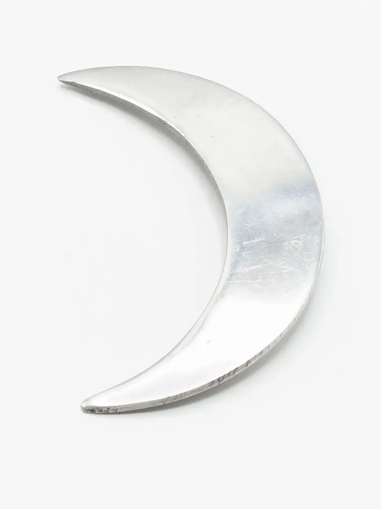 Silver Tone Crescent Moon Brooch Pin Large