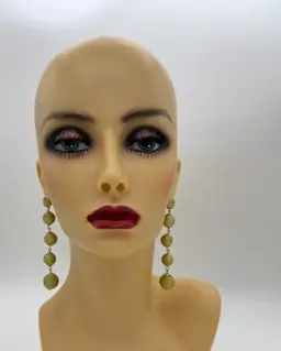 Long BAUBLEBAR Gold Metallic Threaded Ball Statement Earrings 3.5” Vintage