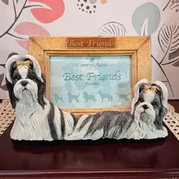 "Best Friends" Shih Tzu Lhasa Apso Tabletop Picture Frame (Holds  4" x 6"photo)