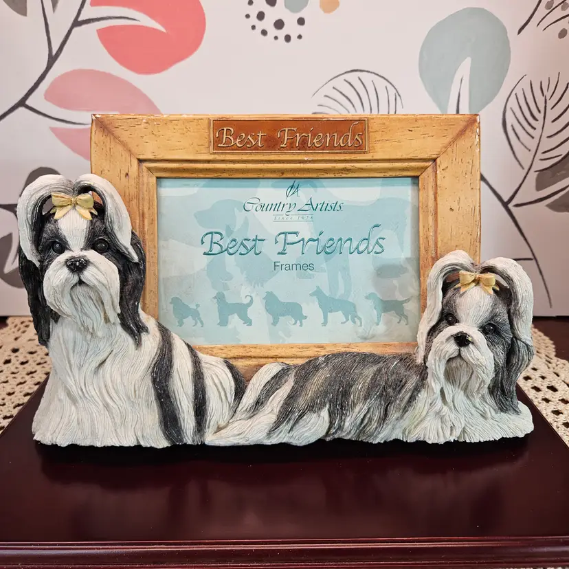"Best Friends" Shih Tzu Lhasa Apso Tabletop Picture Frame (Holds  4" x 6"photo)