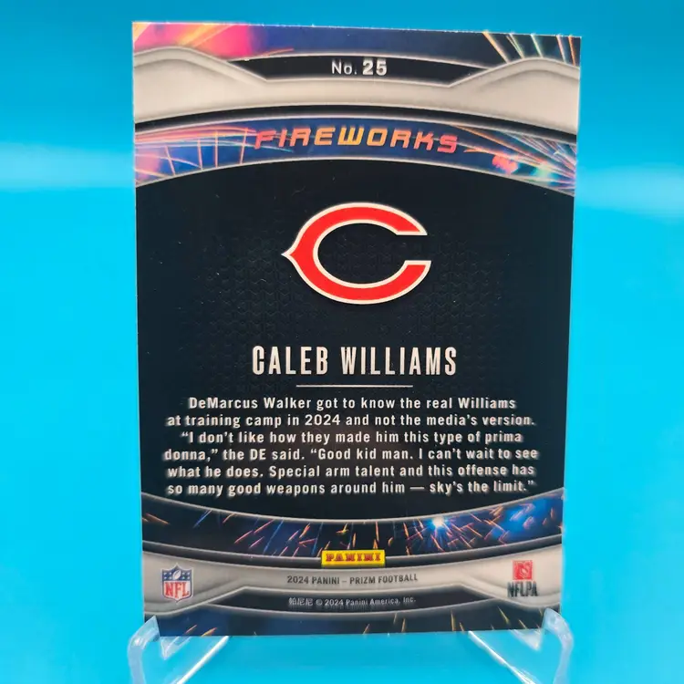 Caleb Williams 2024 Panini Prizm Fireworks RC Insert Chicago Bears
