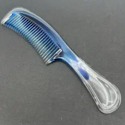 Vintage Clear Lucite Plastic Blue Marble Pocket Comb Suave 8"