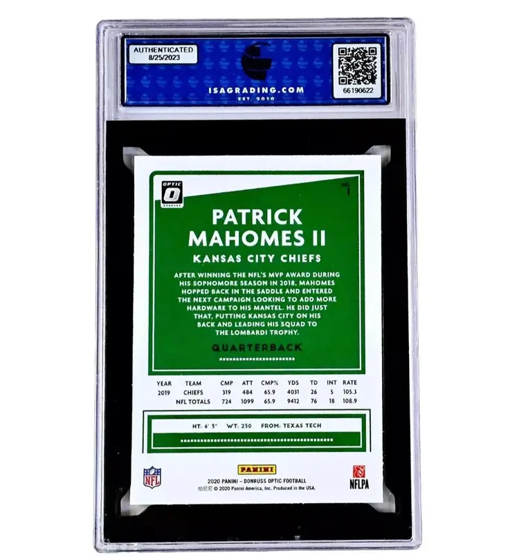 Patrick Mahomes Panini Optic GEM MINT 10 2020 #1 Chiefs MVP!