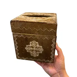 Vintage Neiman Marcus Horchow Gold Leaf Florentine Tissue Box Cover Square