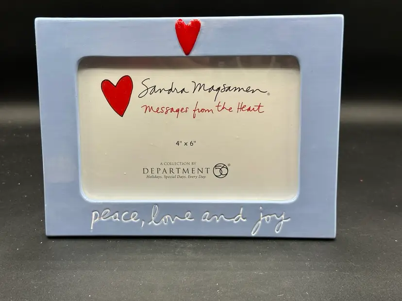 Department 56 Sandra Magsamen "Messages from the Heart" blue ceramic picture frame