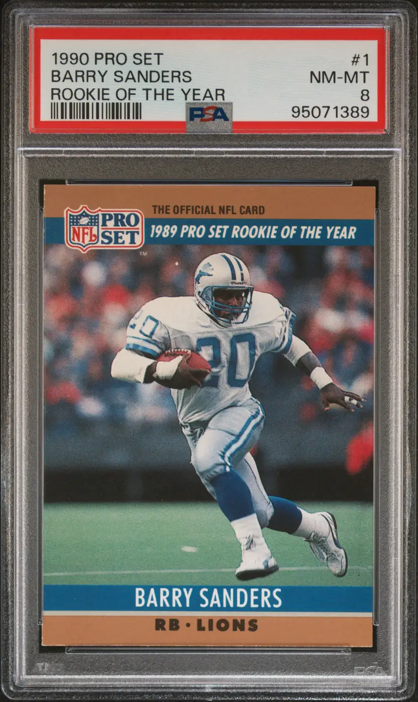 1990 Pro Set #1 Barry Sanders Rookie of the Year PSA 8 - Detroit Lions