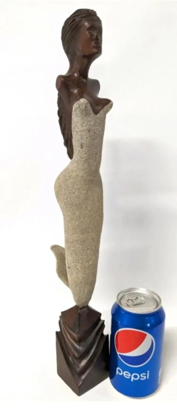 Neat Wooden Mermaid Figure with Sand Coat on Bodice & Tail