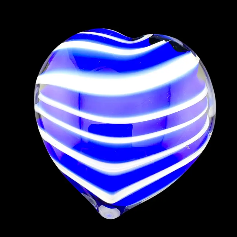 Blue & White Striped Heart Paperweight
