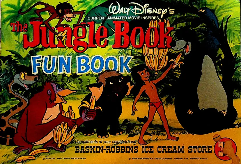 Walt Disney Jungle Book Fun Book 1978 Baskin Robbins Ice Cream
