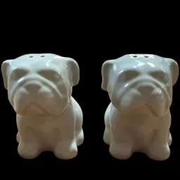 Bulldog Ceramic White Salt Shakers Dog